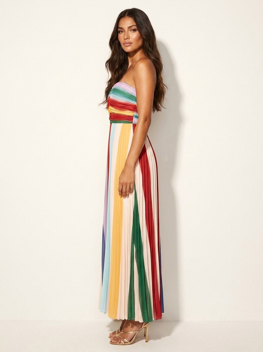 Marlee | Women's Pleated Maxi Dress, Colourful Flowing Maxi Dress | Dressific
