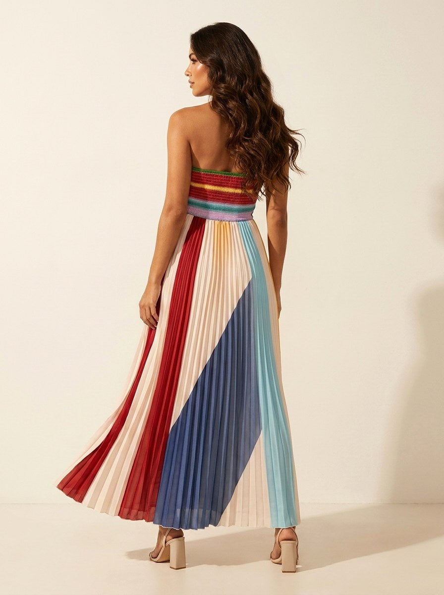 Marlee | Women's Pleated Maxi Dress, Colourful Flowing Maxi Dress | Dressific