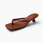Matilda | Women's Thong Heel Sandals, Minimalist Block Heel Sandals | Dressific | Dark red