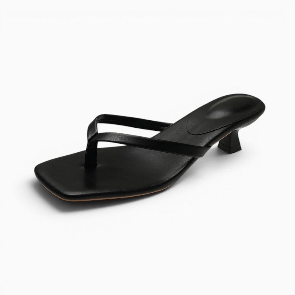 Matilda | Women's Thong Heel Sandals, Minimalist Block Heel Sandals | Dressific | White