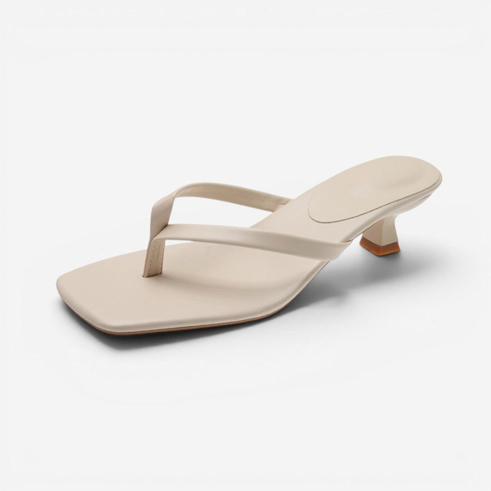 Matilda | Women's Thong Heel Sandals, Minimalist Block Heel Sandals | Dressific