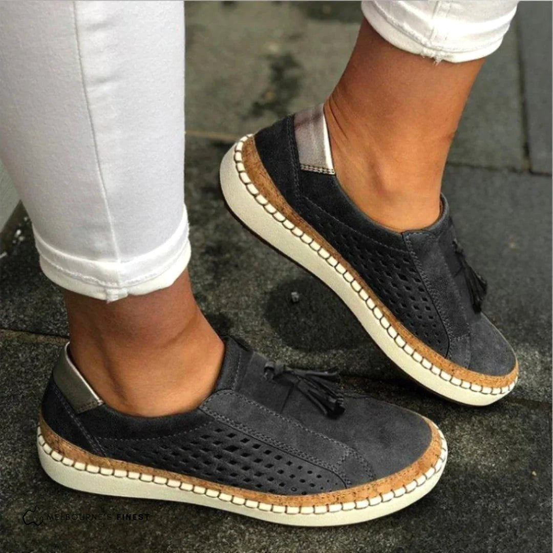Meagan | Women's Orthopaedic Slip-On Trainers, Cushioned Comfort Shoes | Dressific | Black