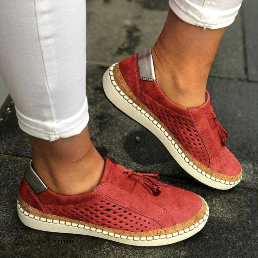 Meagan | Women's Orthopaedic Slip-On Trainers, Cushioned Comfort Shoes | Dressific | Red