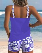 Melanie | Women's Floral Two-Piece Swimsuit - Light Blue