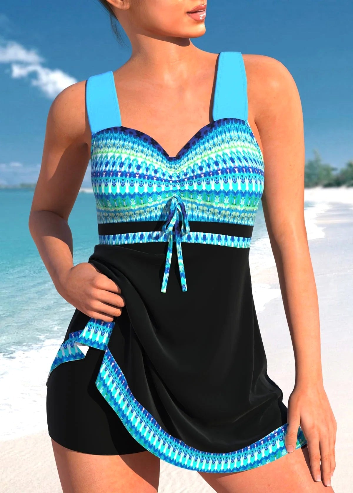 Melanie | Women's Lightweight Tankini Top, Comfortable Swim Set | Dressific | Blauw