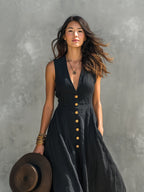 Morgan | Women's V-Neck Sleeveless Maxi Dress, Flattering Summer Dress for Holidays and Everyday Wear, Flattering Summer Dress for Holidays and Everyday Wear - image 2