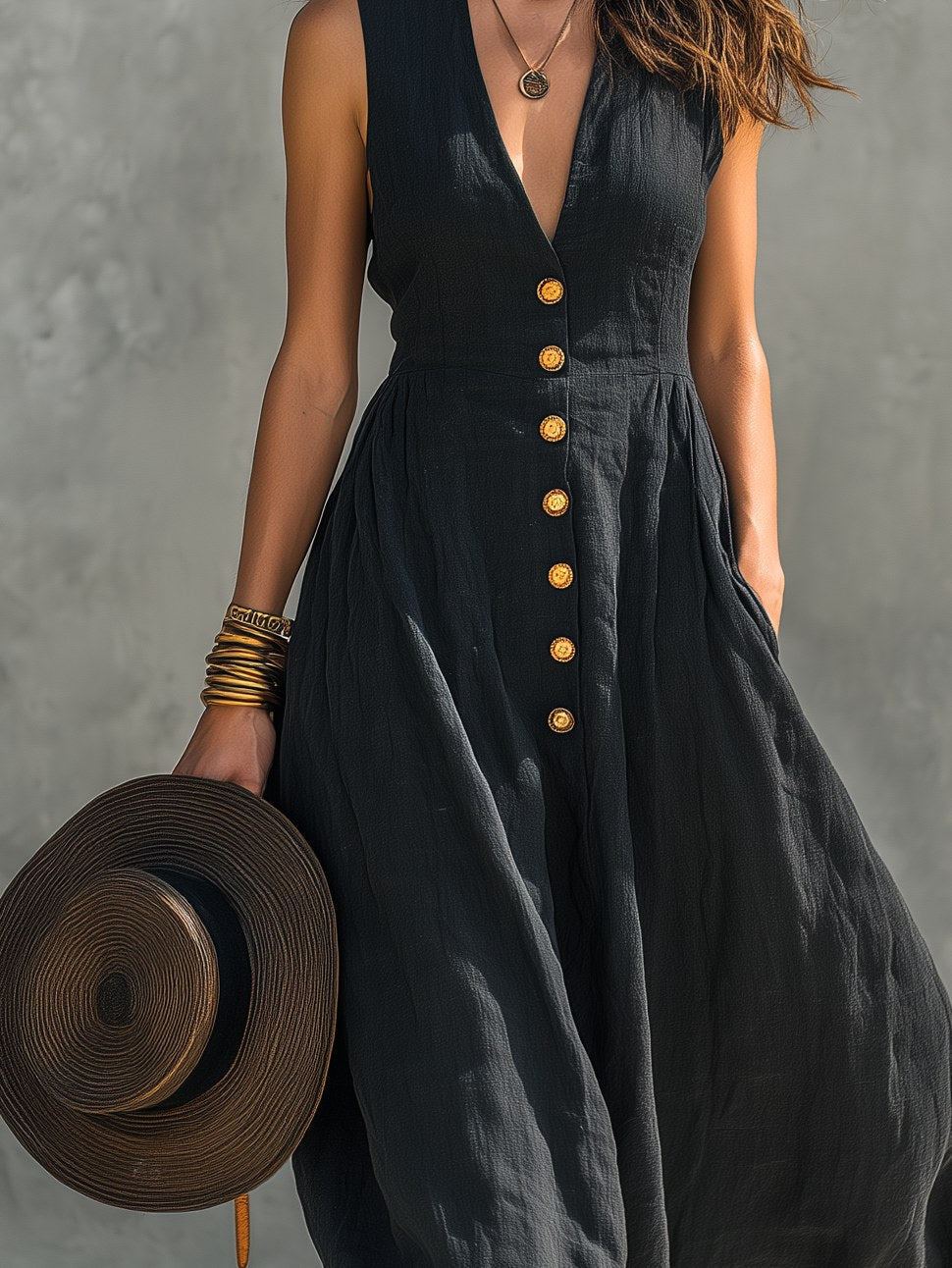 Morgan | Women's V-Neck Sleeveless Maxi Dress, Flattering Summer Dress for Holidays and Everyday Wear, Flattering Summer Dress for Holidays and Everyday Wear - image 4
