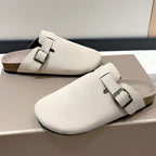 Murray | Unisex Leather Sandals, Slip-On Summer Sandals | Dressific | Beige