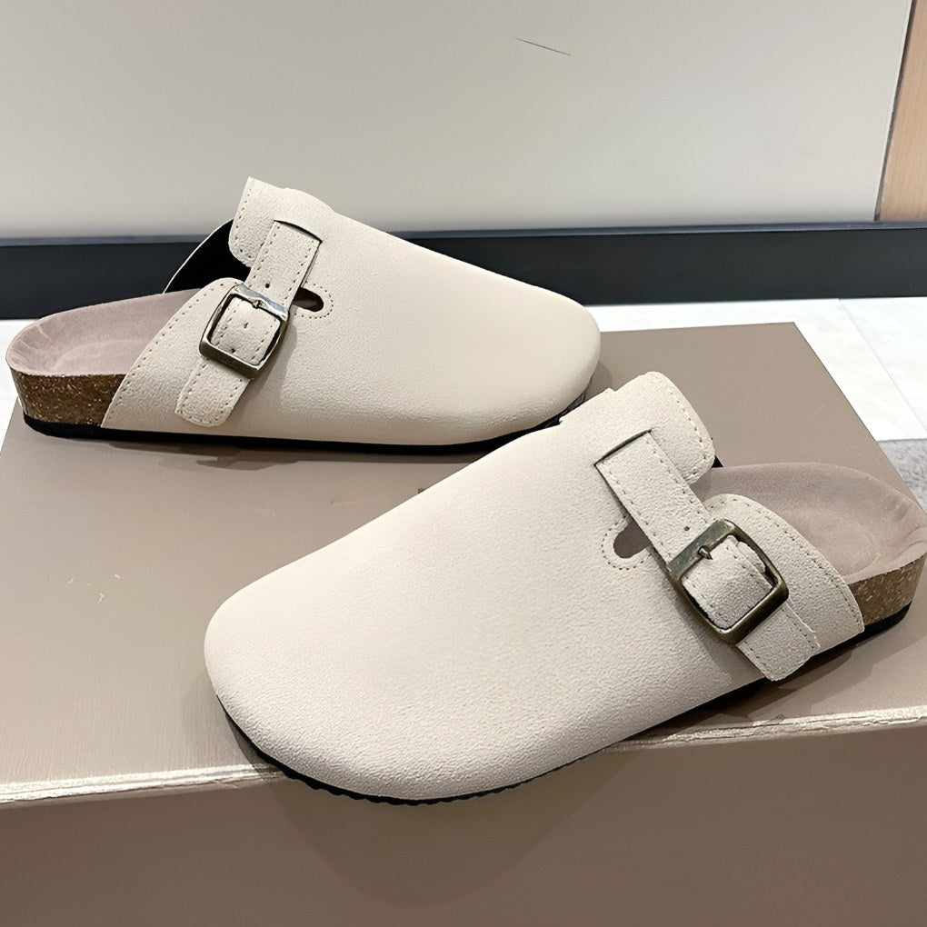 Murray | Unisex Leather Sandals, Slip-On Summer Sandals | Dressific | Beige