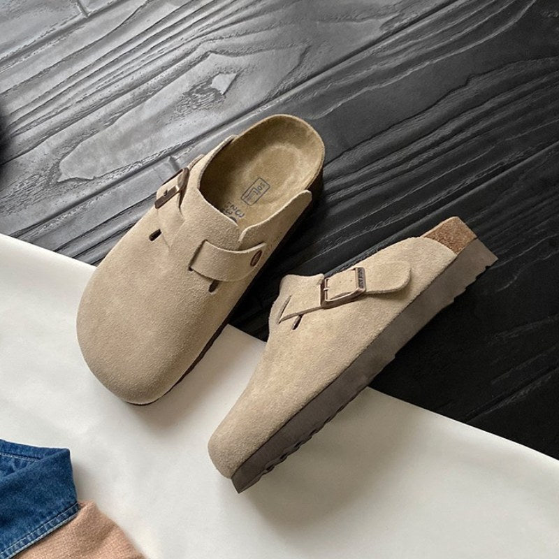 Murray | Unisex Leather Sandals, Slip-On Summer Sandals | Dressific | Zwart
