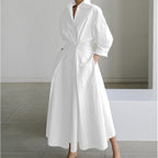Naomi | Women's Collared Wrap Maxi Dress, Front Wrap Evening Dress | Dressific | Yellow Newspaper