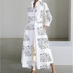 Naomi | Women's Collared Wrap Maxi Dress, Front Wrap Evening Dress | Dressific | White Polka