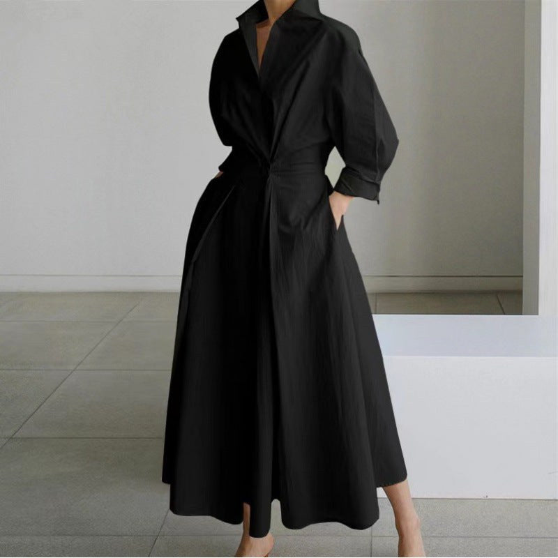 Naomi | Women's Collared Wrap Maxi Dress, Front Wrap Evening Dress | Dressific | White Letter