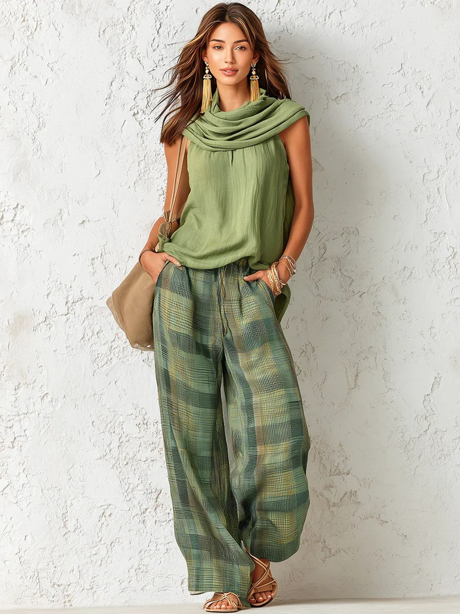Narelle | Women's Relaxed Two-Piece Set, Wide-Leg Blouse and Trousers | Dressific