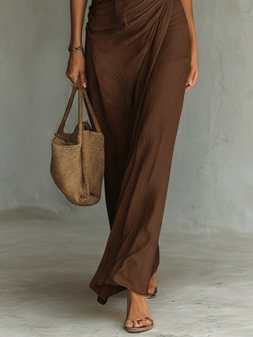 Natalie | Women's Cowl Neck Sleeveless Belted Maxi Dress, Flattering Summer Dress for Holidays and Everyday Wear, Flattering Summer Dress for Holidays and Everyday Wear - image 4