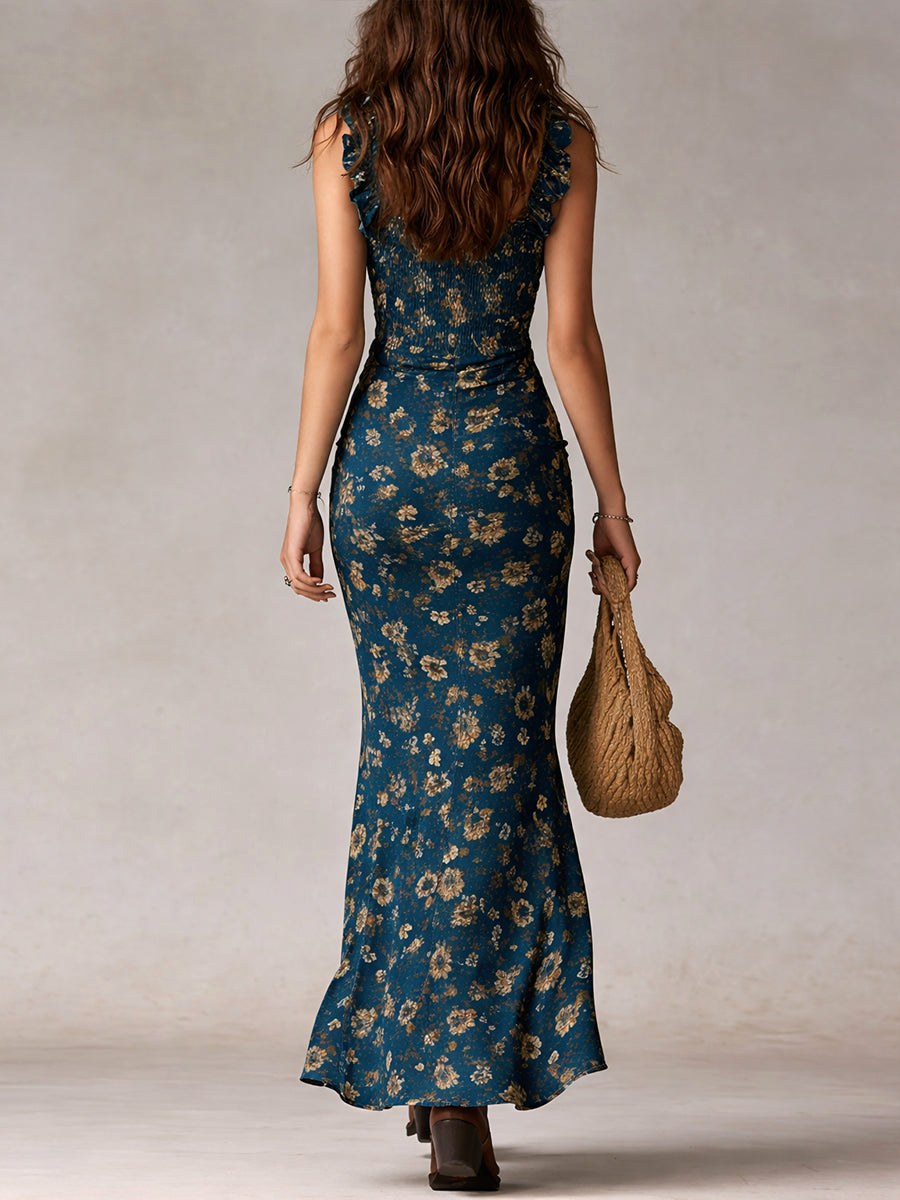 Natalie | Women's Floral Ruffle Strap Maxi Dress, Lightweight Summer Dress for Holidays and Resort Wear, Lightweight Summer Dress for Holidays and Resort Wear - image 5