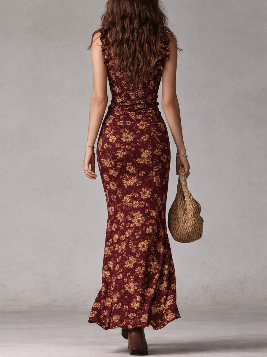 Natalie | Women's Floral Ruffle Strap Maxi Dress, Lightweight Summer Dress for Holidays and Resort Wear, Lightweight Summer Dress for Holidays and Resort Wear - image 7
