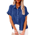 Natalie | Women's Lightweight Polyester Blouse, Short-Sleeve Summer Top | Dressific | Roze