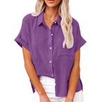 Natalie | Women's Lightweight Polyester Blouse, Short-Sleeve Summer Top | Dressific | Wit