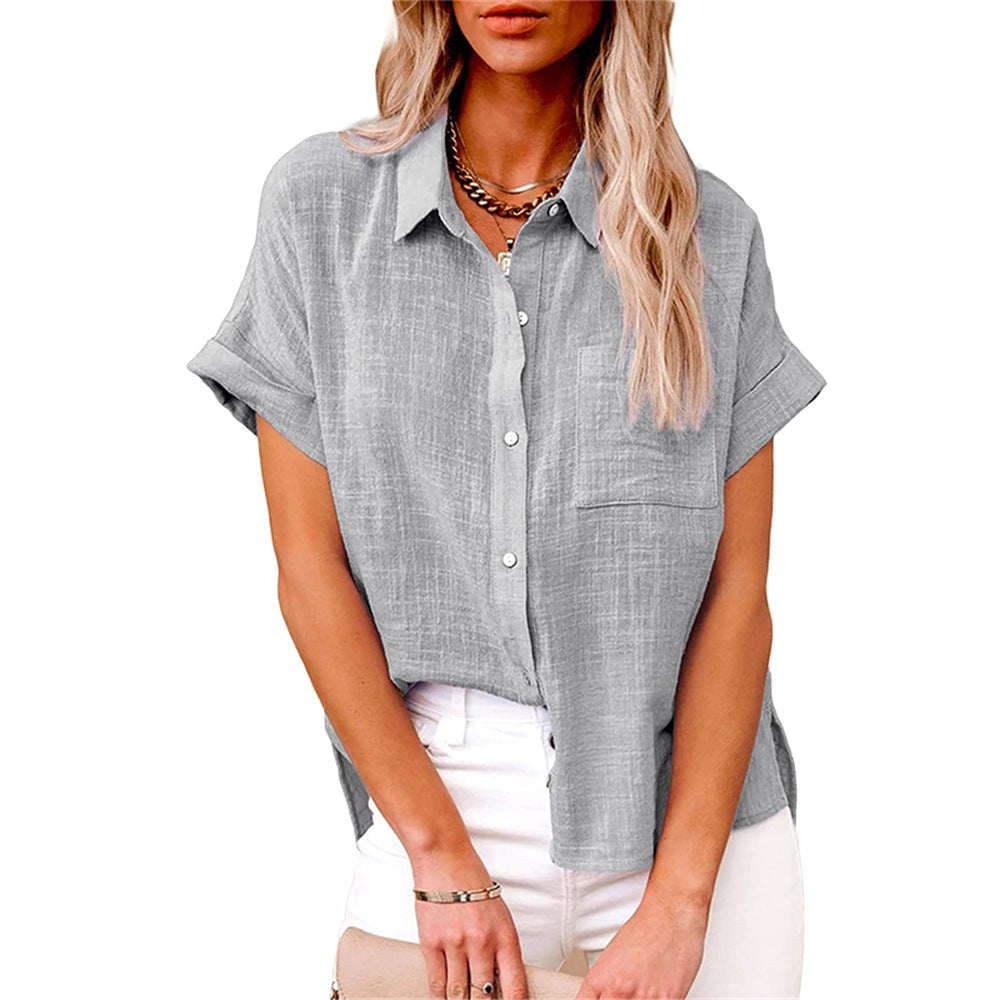 Natalie | Women's Lightweight Polyester Blouse, Short-Sleeve Summer Top | Dressific