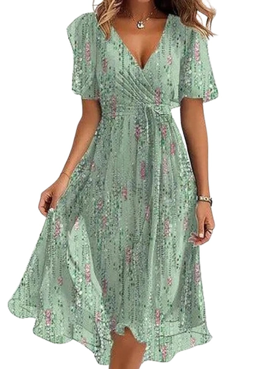 Nicole | Women's Vibrant Midi Dress, Elegant Occasion Dress | Dressific | Lichtgroen