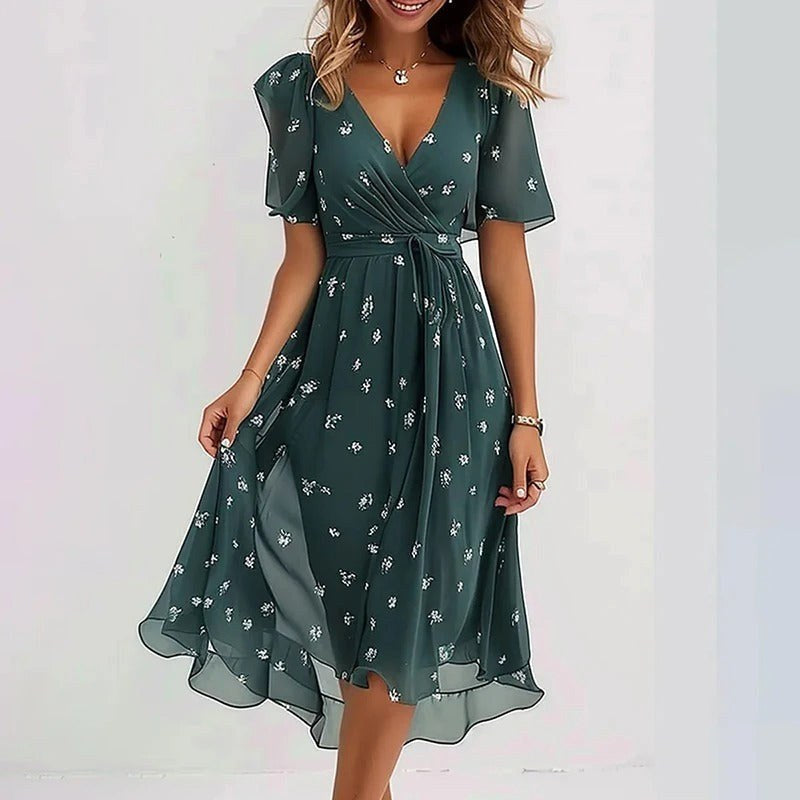 Nicole | Women's Vibrant Midi Dress, Elegant Occasion Dress | Dressific | Rood