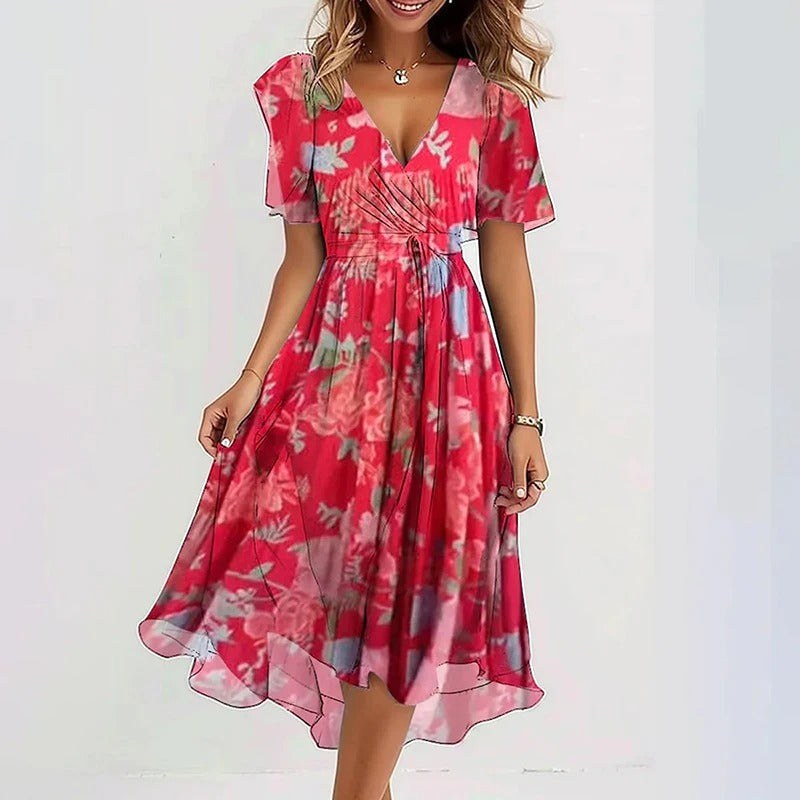 Nicole | Women's Vibrant Midi Dress, Elegant Occasion Dress | Dressific | Bloemprint