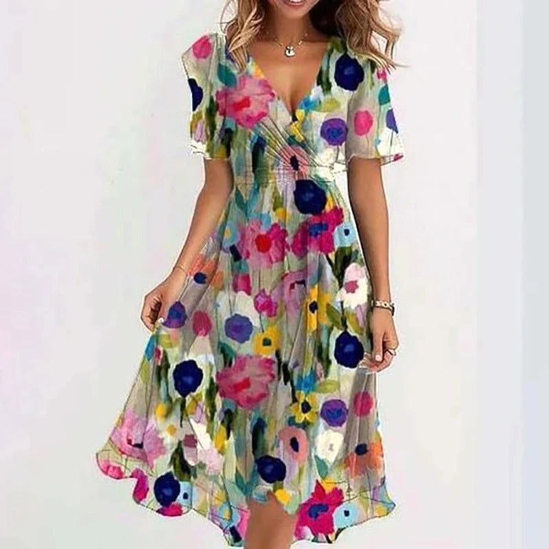Nicole | Women's Vibrant Midi Dress, Elegant Occasion Dress | Dressific | Verloop Groen