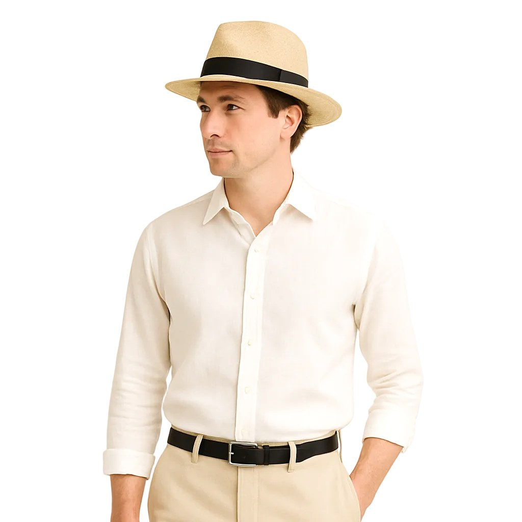 Noah | Men's Classic Panama Hat, Wide-Brim Straw Hat | Dressific