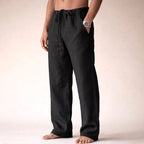 Oliver | Men's Lightweight Linen Trousers, Tailored Autumn Trousers | Dressific | Black