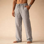 Oliver | Men's Lightweight Linen Trousers, Tailored Autumn Trousers | Dressific | Gray