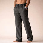 Oliver | Men's Lightweight Linen Trousers, Tailored Autumn Trousers | Dressific | Dark Gray