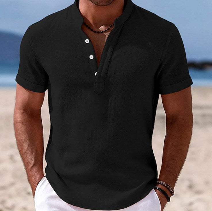 Patrick | Men's Button-Up Short Sleeve Shirt, Casual Summer Shirt | Dressific | Black