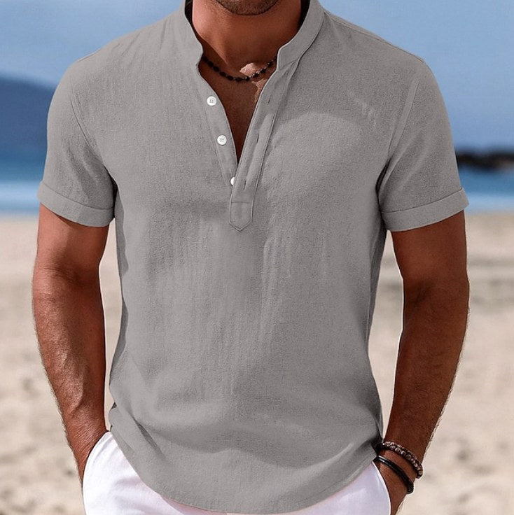 Patrick | Men's Button-Up Short Sleeve Shirt, Casual Summer Shirt | Dressific | Gray