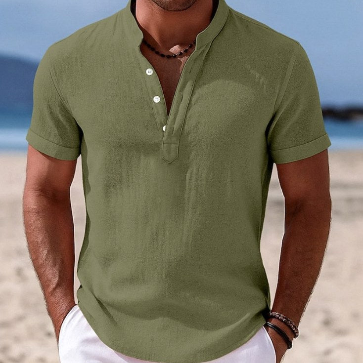 Patrick | Men's Button-Up Short Sleeve Shirt, Casual Summer Shirt | Dressific | Green