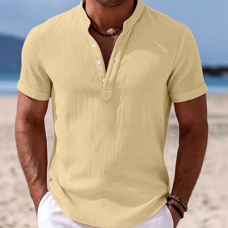Patrick | Men's Button-Up Short Sleeve Shirt, Casual Summer Shirt | Dressific | Yellow