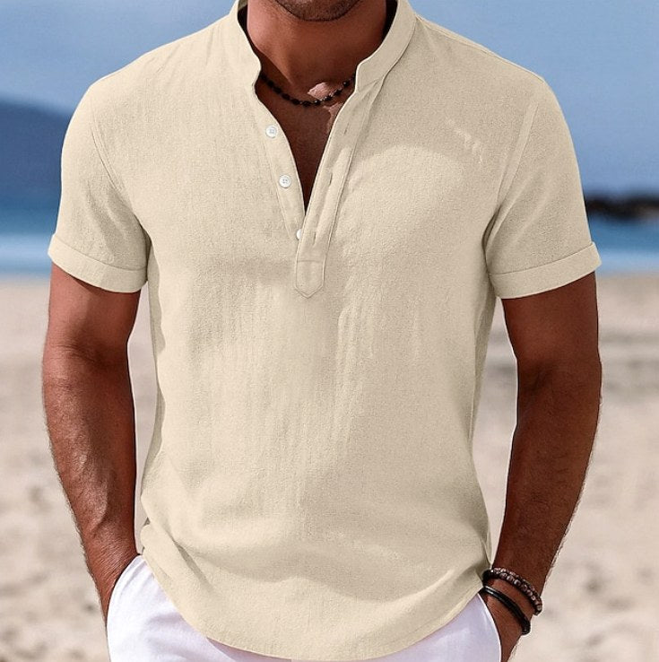 Patrick | Men's Button-Up Short Sleeve Shirt, Casual Summer Shirt | Dressific | Beige