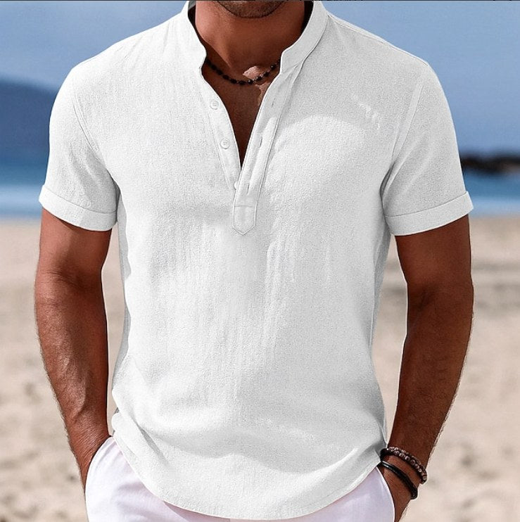 Patrick | Men's Button-Up Short Sleeve Shirt, Casual Summer Shirt | Dressific | White