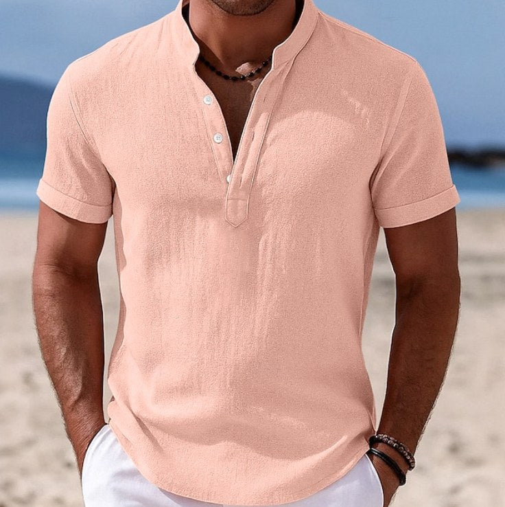 Patrick | Men's Button-Up Short Sleeve Shirt, Casual Summer Shirt | Dressific | Pink