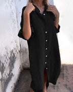 Penelope | Women's Boho Shirt Dress - Black