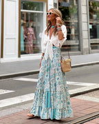 Phoebe | Women's A-Line Dress with Floral Print, Autumn Midi Dress | Dressific