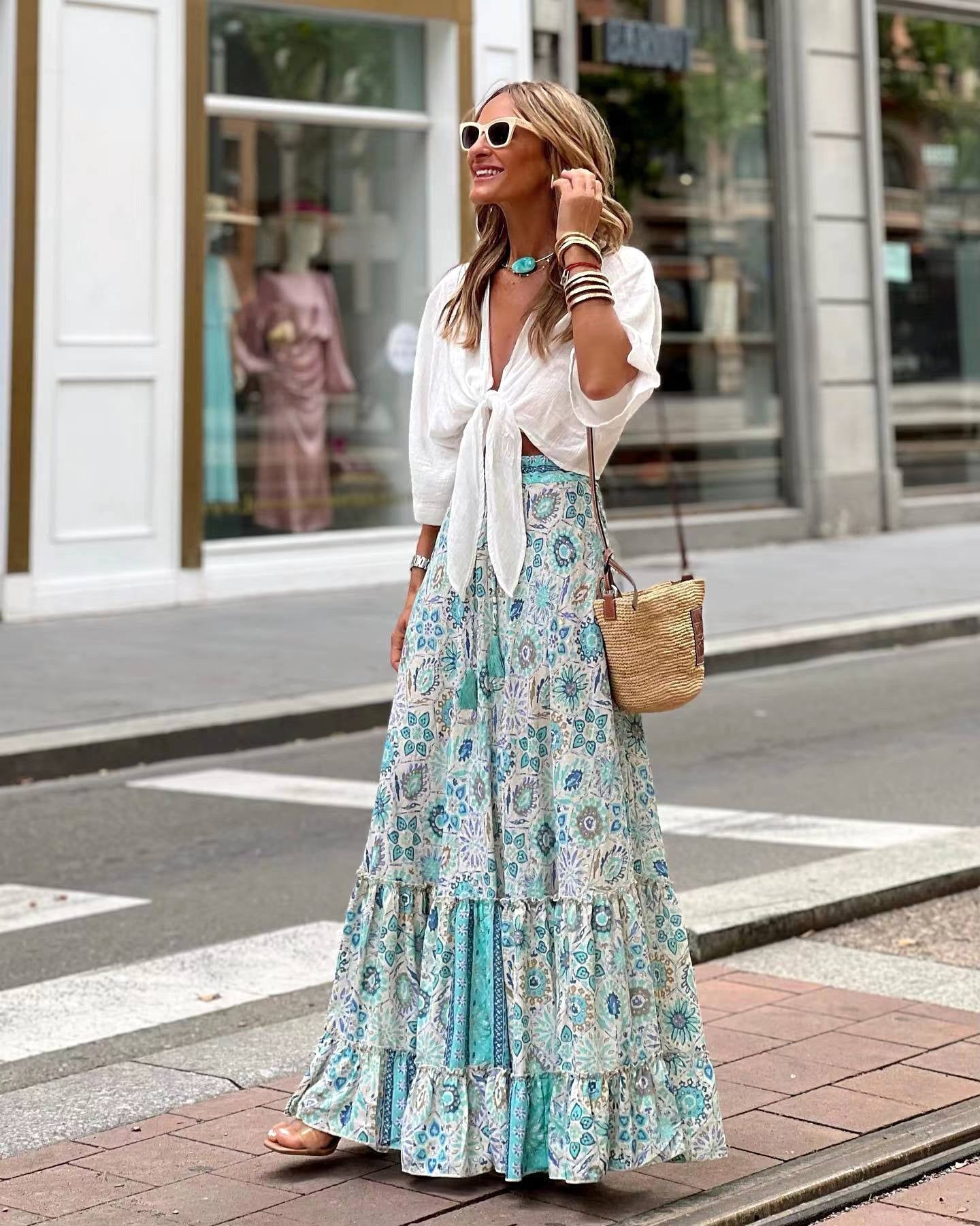 Phoebe | Women's A-Line Dress with Floral Print, Autumn Midi Dress | Dressific