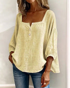 Phoebe | Women's Square Neck Blouse, Relaxed Tailored Top | Dressific
