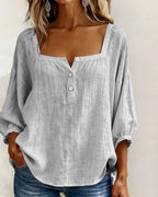 Phoebe | Women's Square Neck Blouse, Relaxed Tailored Top | Dressific