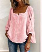 Phoebe | Women's Square Neck Blouse, Relaxed Tailored Top | Dressific | Yellow