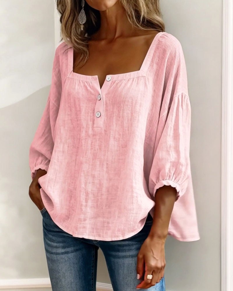 Phoebe | Women's Square Neck Blouse, Relaxed Tailored Top | Dressific | Yellow