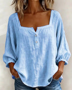 Phoebe | Women's Square Neck Blouse, Relaxed Tailored Top | Dressific