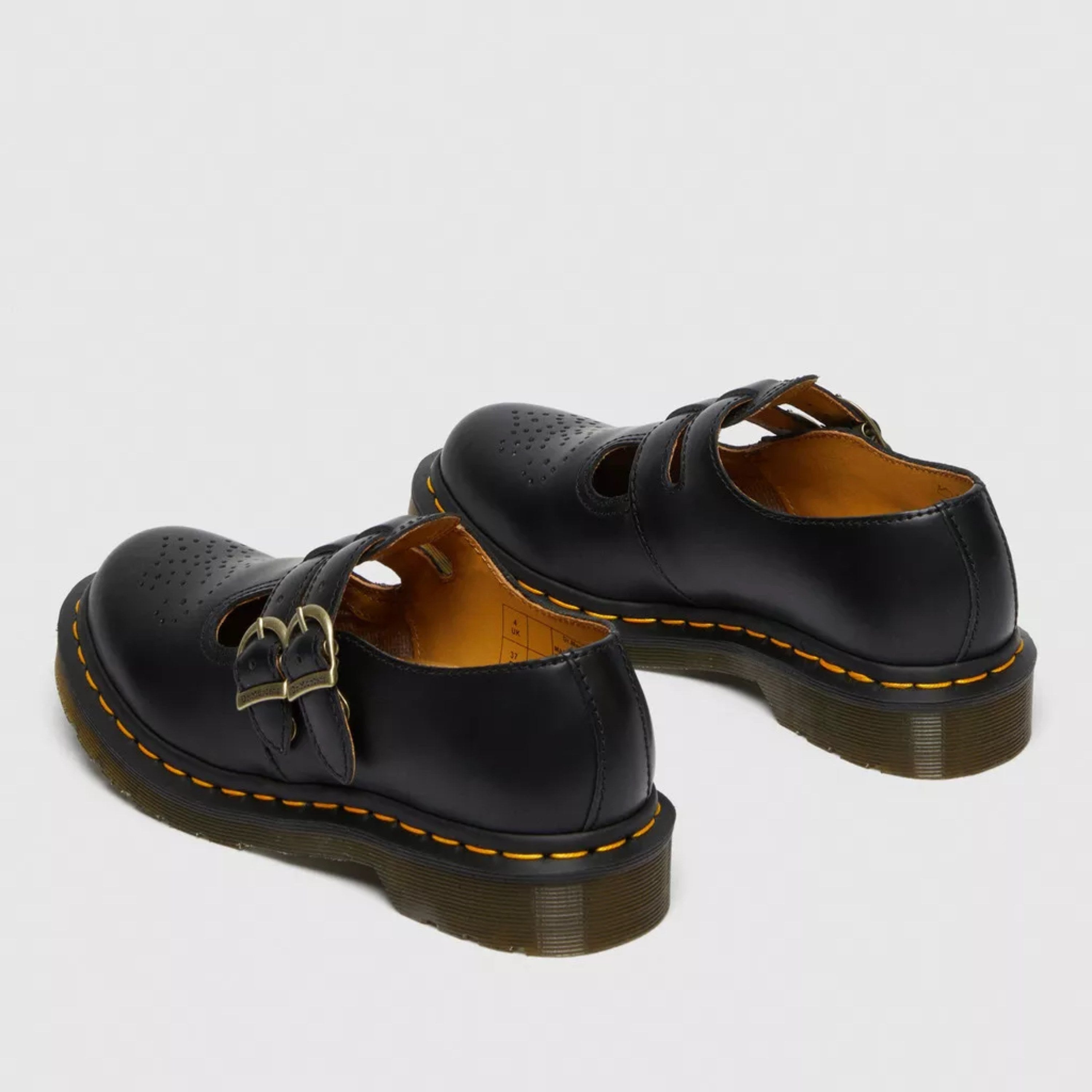 Rhianna | Women's Double Buckle Leather Mary Jane Flats, Perforated Heart Detail Flats | Dressific