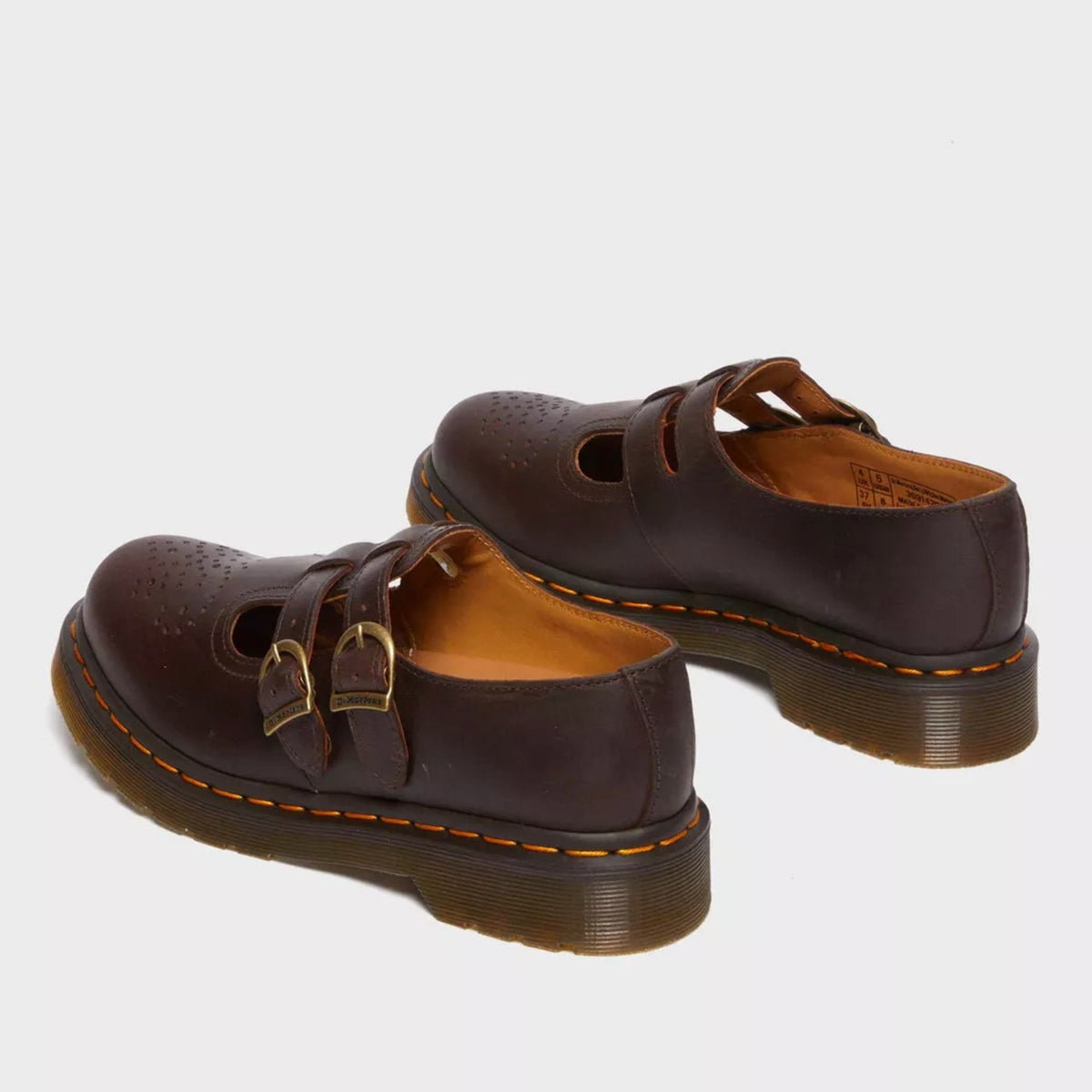 Rhianna | Women's Double Buckle Leather Mary Jane Flats, Perforated Heart Detail Flats | Dressific