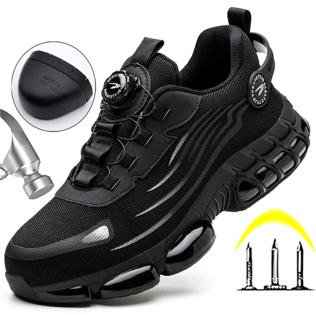 Rhys | Men's Safety Work Shoes, Slip-Resistant Walking Shoes | Dressific | Zwart